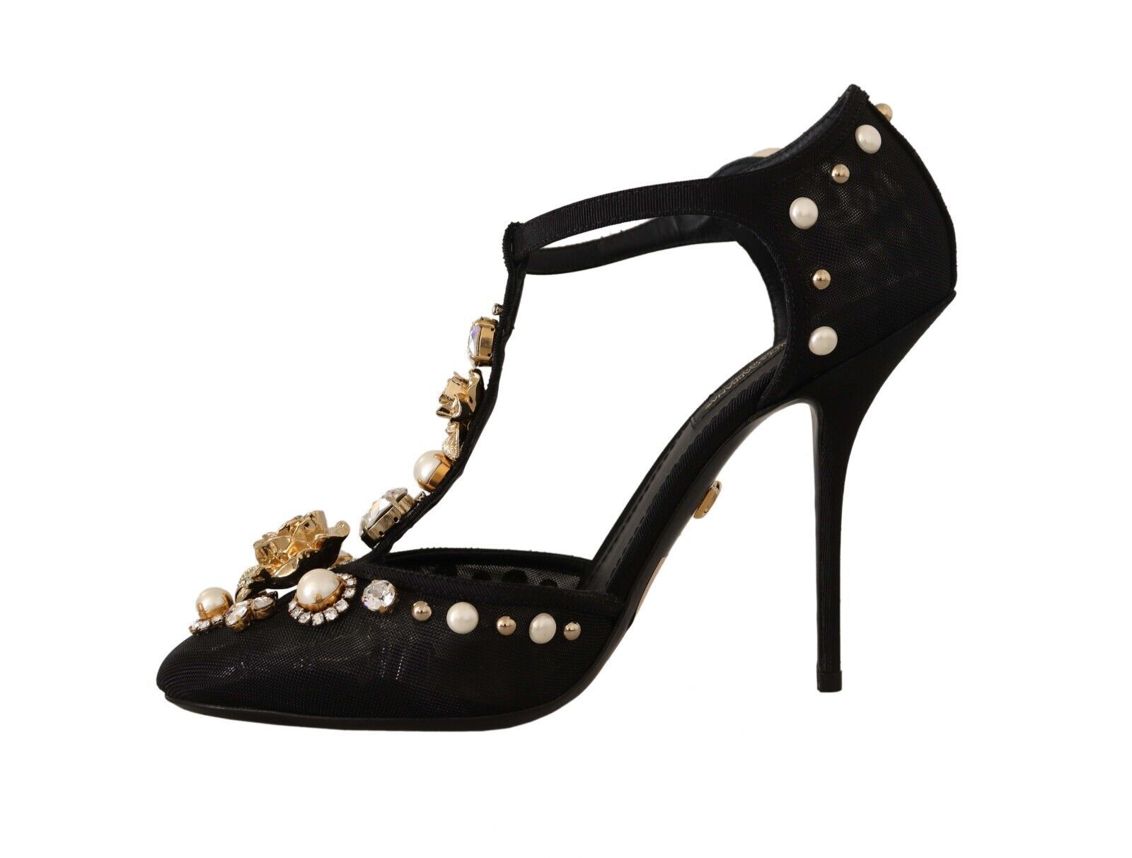 Dolce & Gabbana Черни изкуствени перли Crystal Vally Heels Сандали обувки