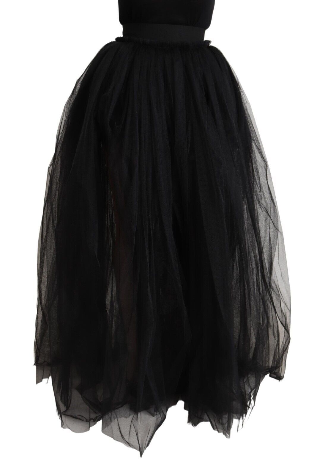 Dolce & Gabbana Elegant Black Tulle A-Line Floor-Length Skirt