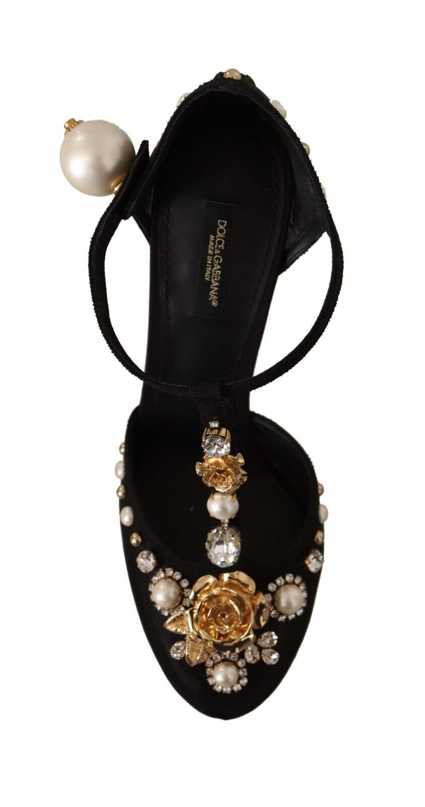 Dolce & Gabbana Черни изкуствени перли Crystal Vally Heels Сандали обувки