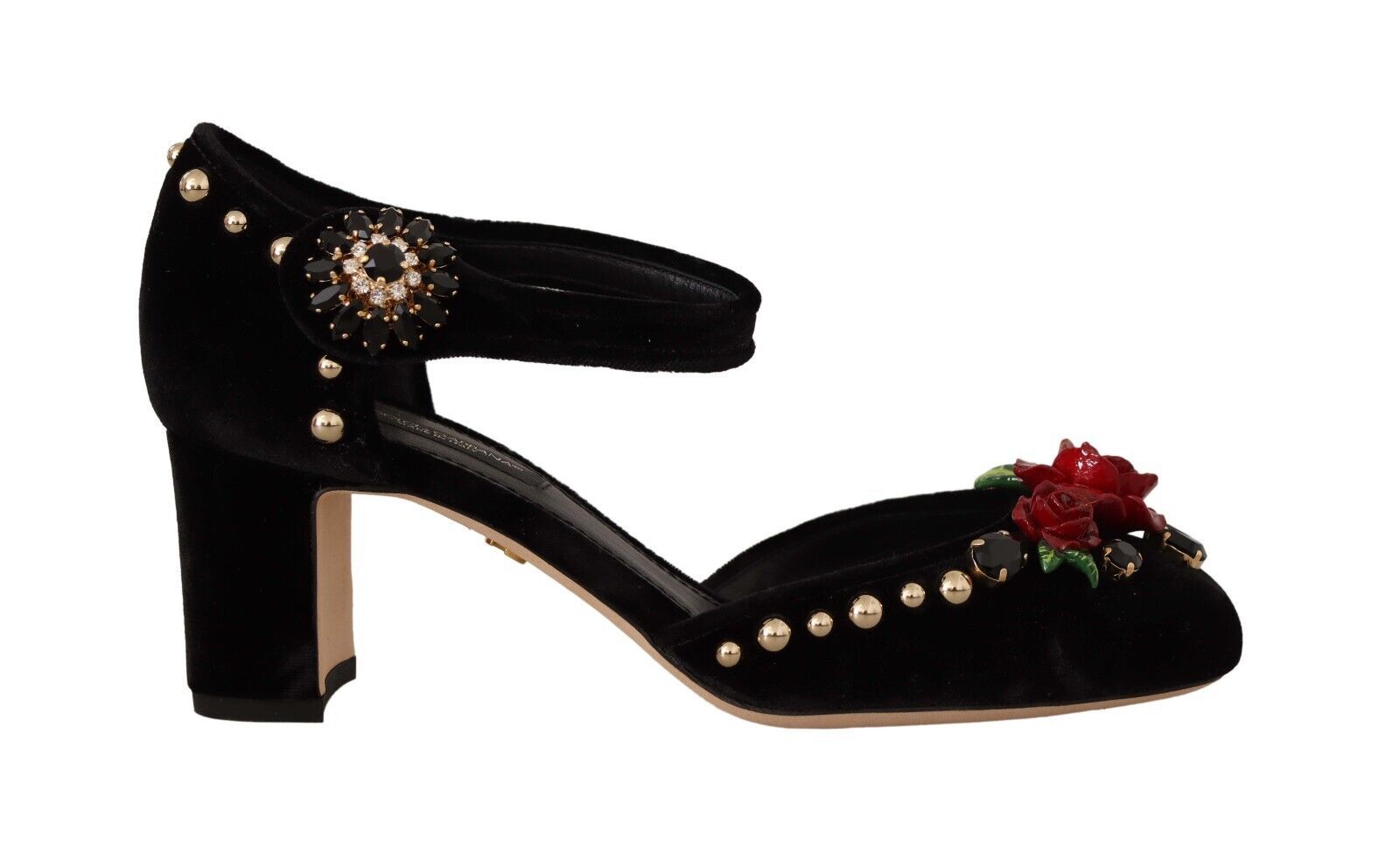 Dolce & Gabbana Черни украсени каишки на глезена Сандали на токчета Обувки