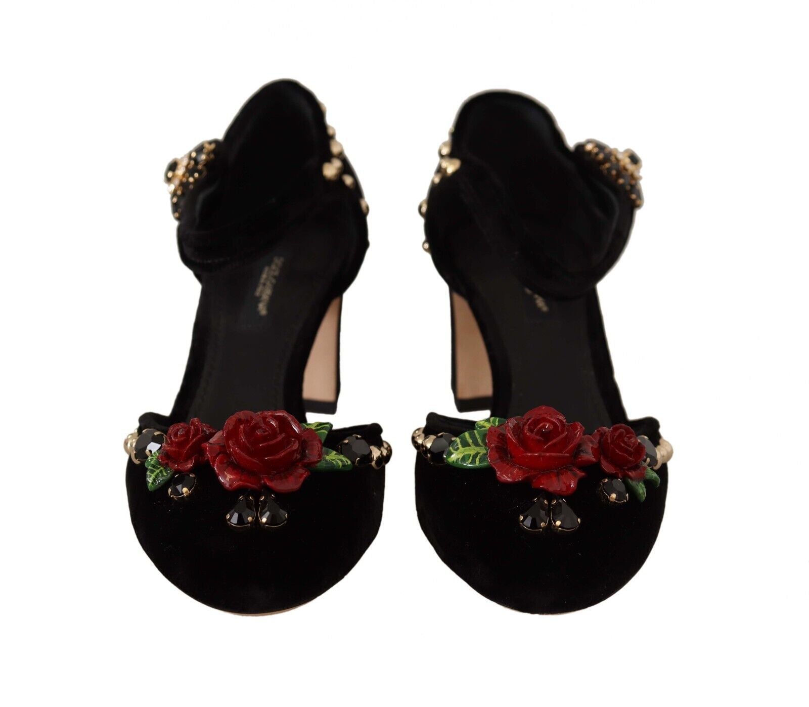 Dolce & Gabbana Черни украсени каишки на глезена Сандали на токчета Обувки