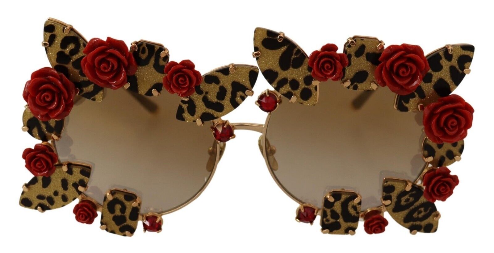 Слънчеви очила Dolce & Gabbana със златни метални рамки, украсени с рози