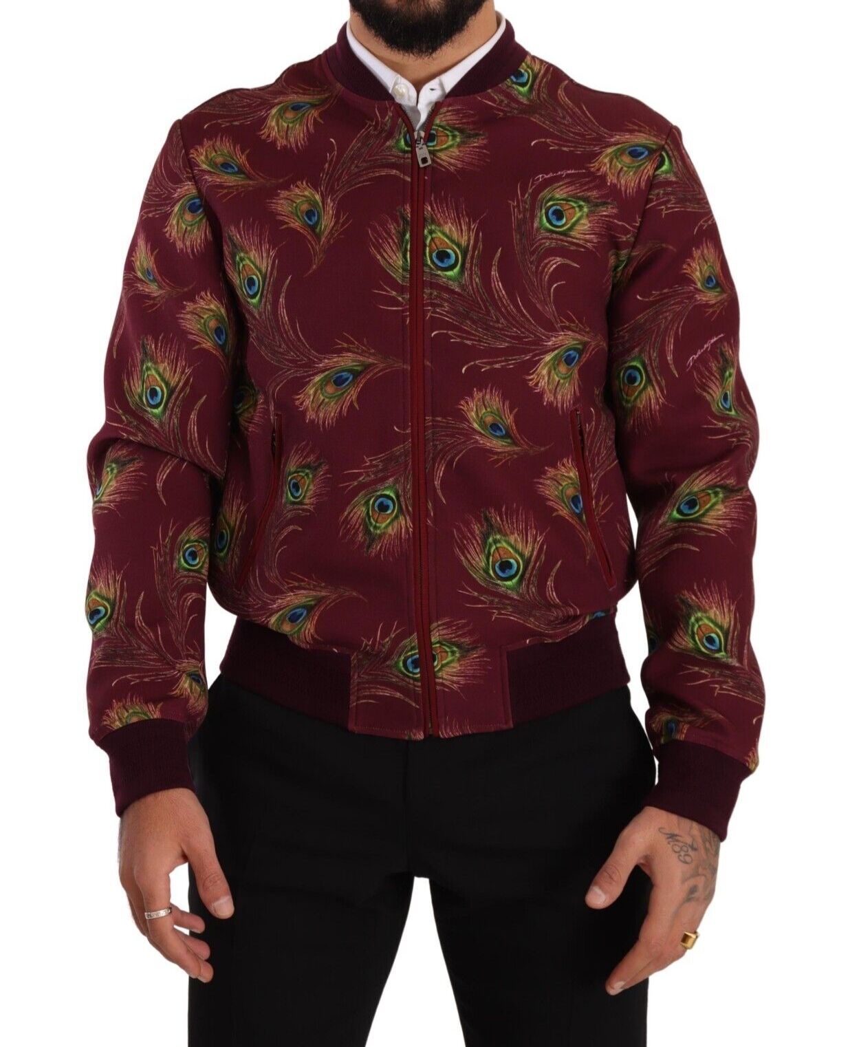 Dolce & Gabbana Red Peacock полиестерно еластично яке с пълен цип