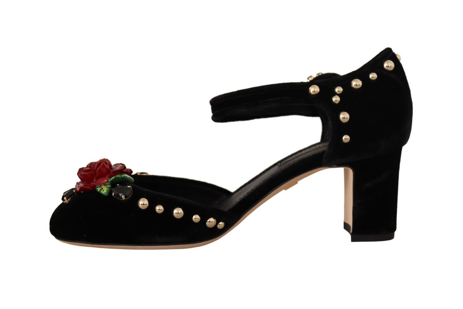 Dolce & Gabbana Черни украсени каишки на глезена Сандали на токчета Обувки