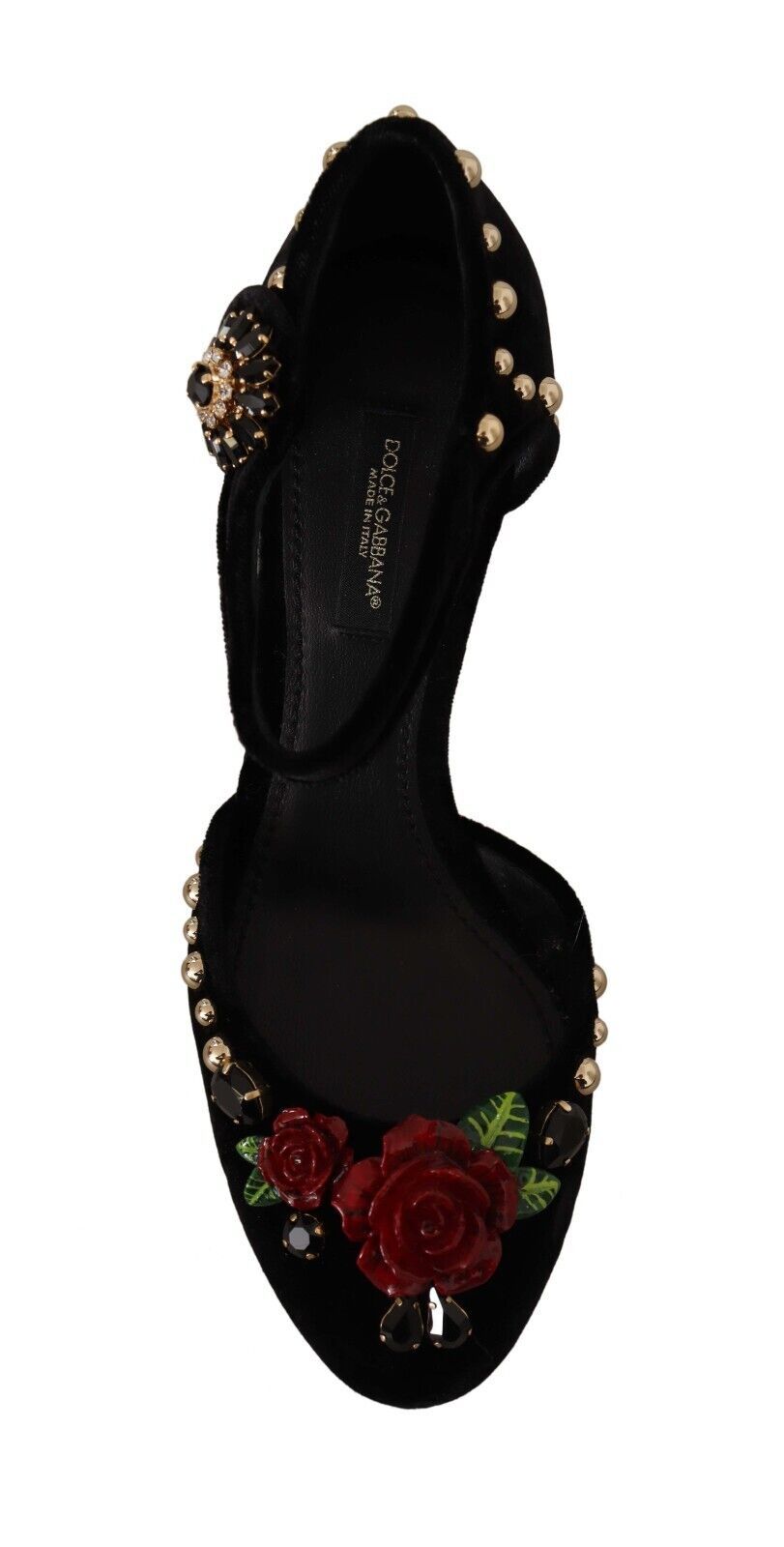 Dolce & Gabbana Черни украсени каишки на глезена Сандали на токчета Обувки