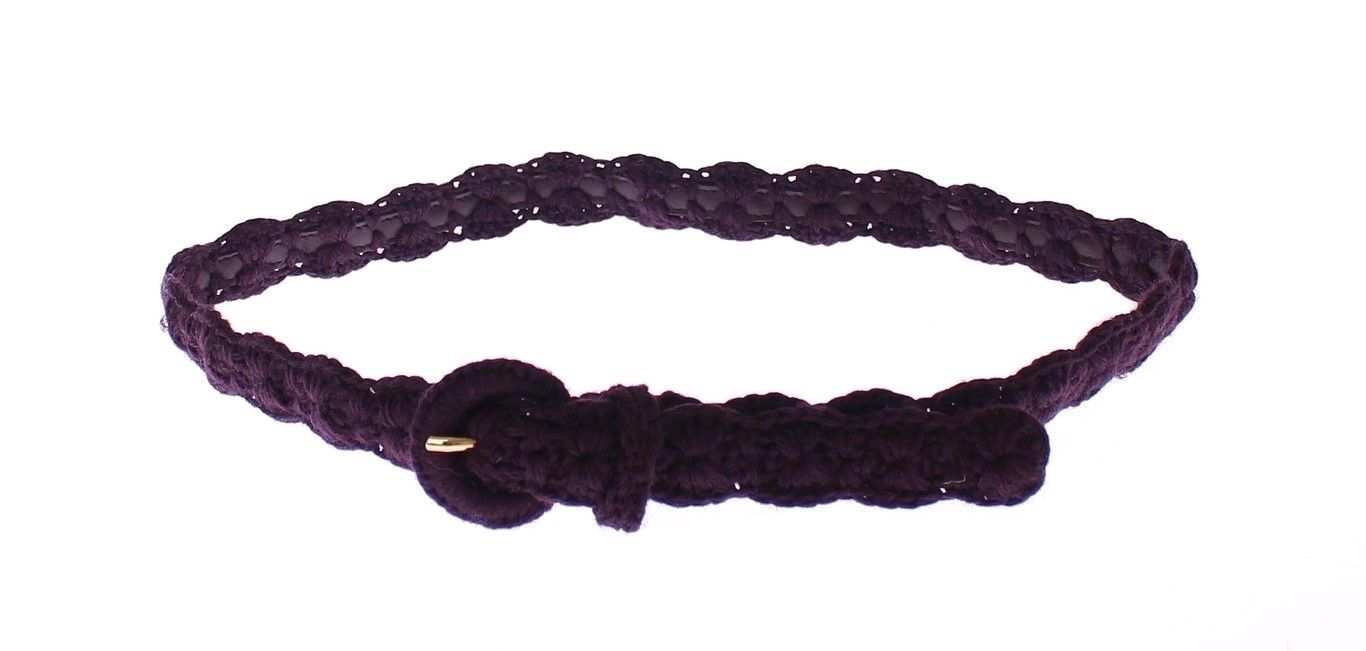 Колан за кръста Dolce & Gabbana Purple Cotton Gold Logo
