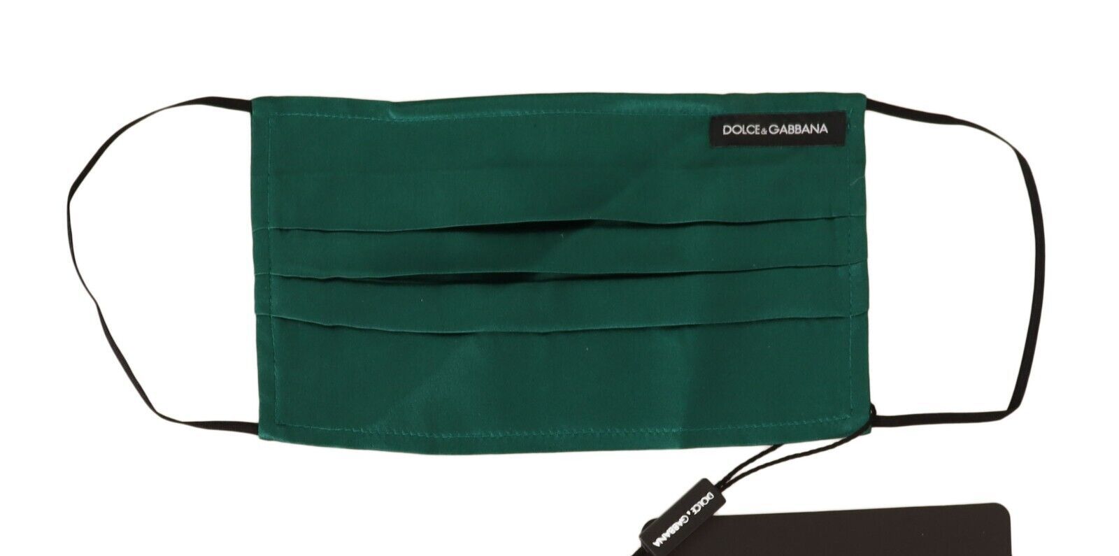 Dolce & Gabbana зелена копринена плисирана еластична маска за уши с лента за лице