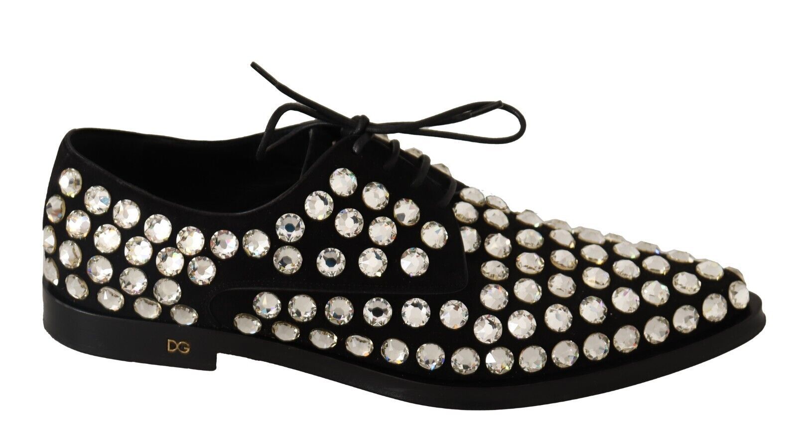 Официални обувки Dolce & Gabbana с черни кожени кристали и връзки