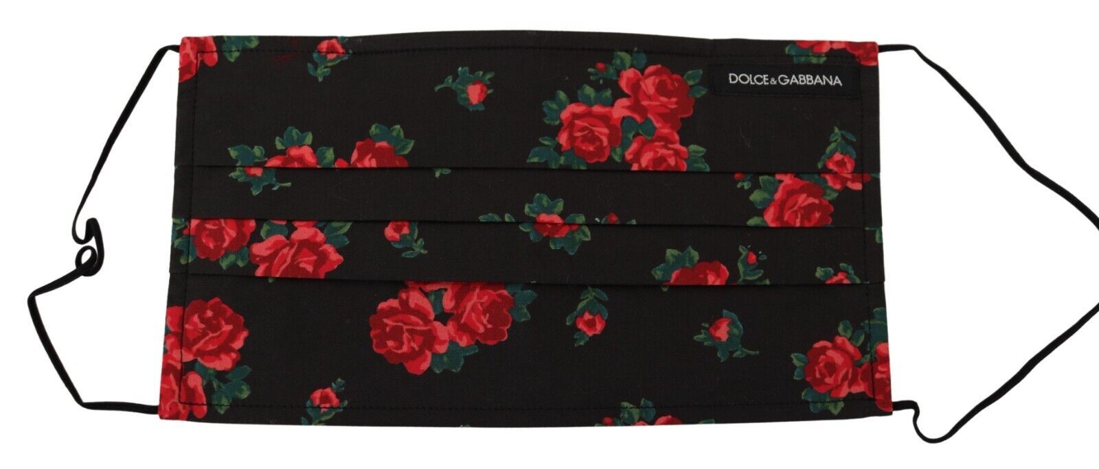Dolce & Gabbana черна флорална плисирана еластична каишка за уши Едноразмерна маска за лице