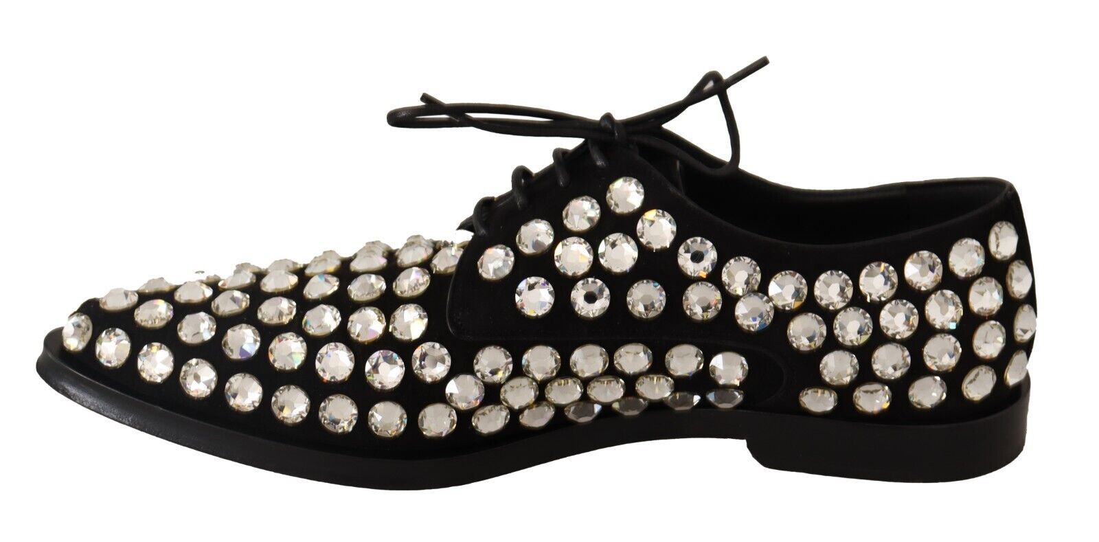 Официални обувки Dolce & Gabbana с черни кожени кристали и връзки