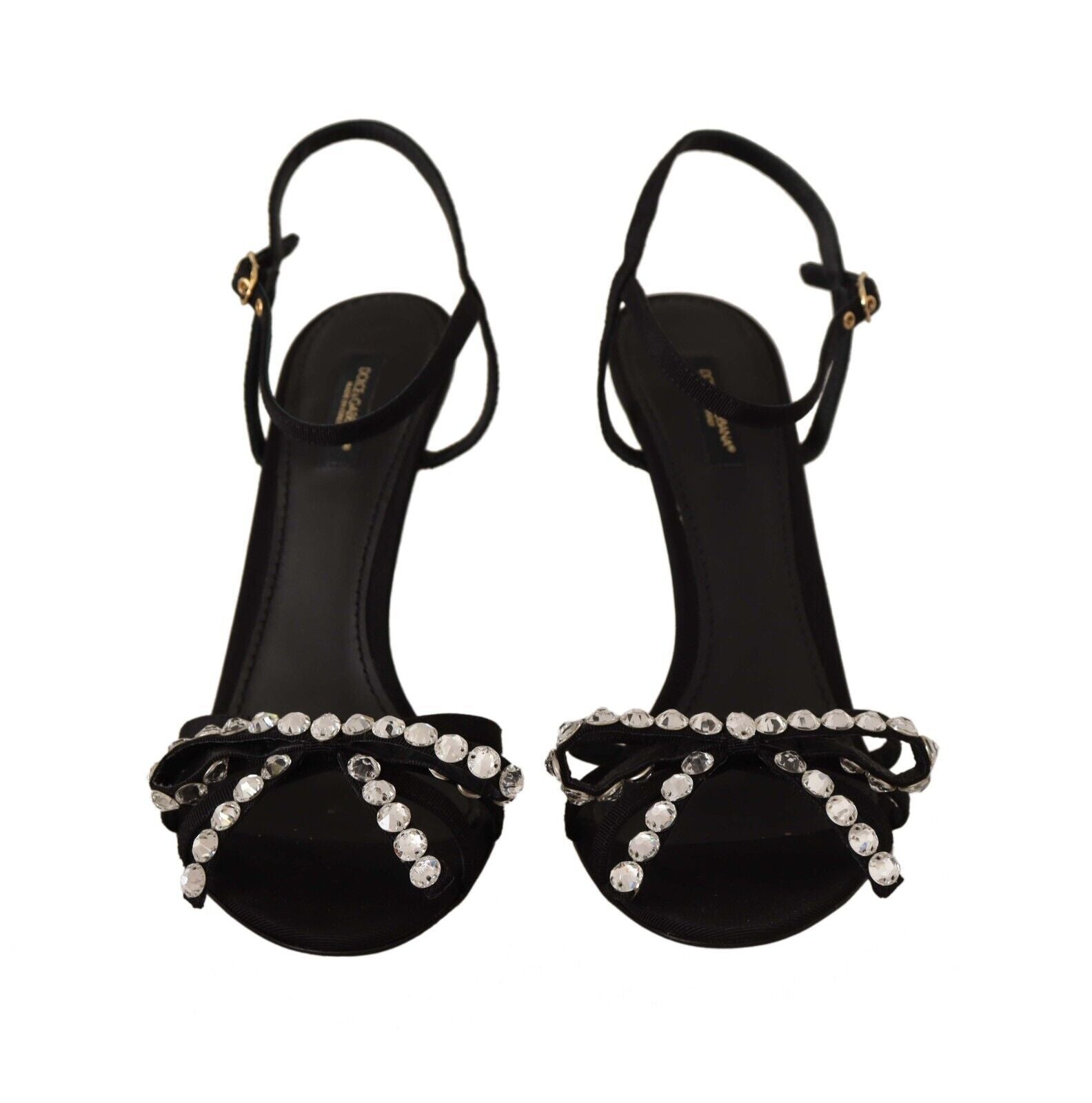 Dolce & Gabbana Черни кристали Сандали с каишка около глезена Сандали Обувки