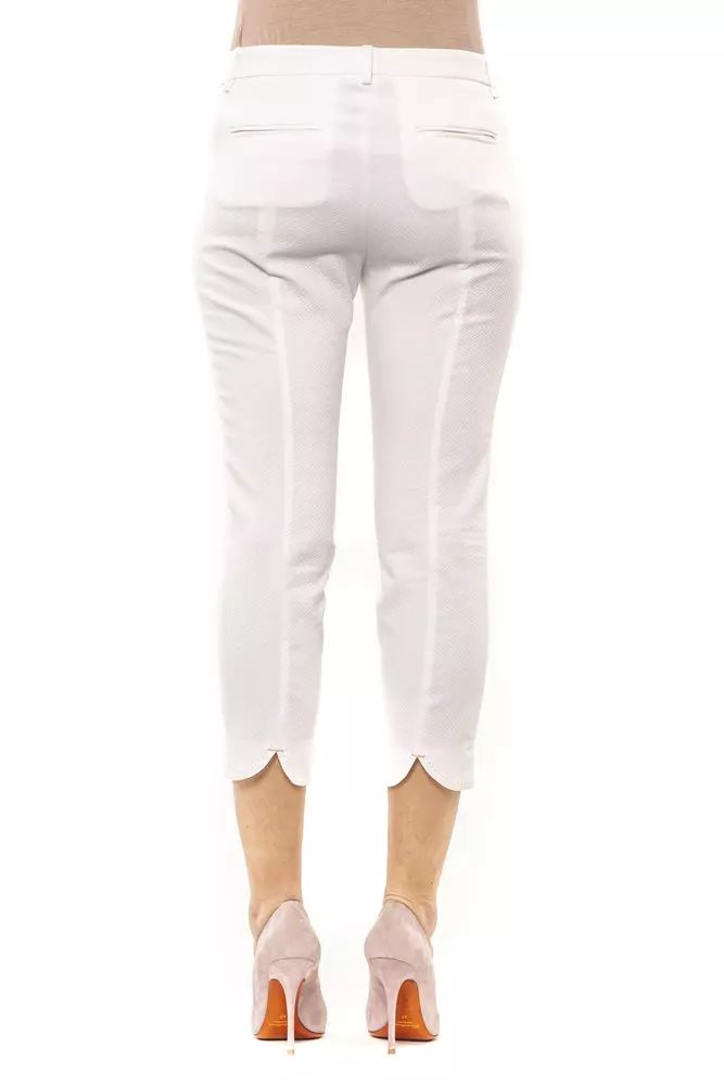 Peserico Chic High-Waist Ankle Pants in White