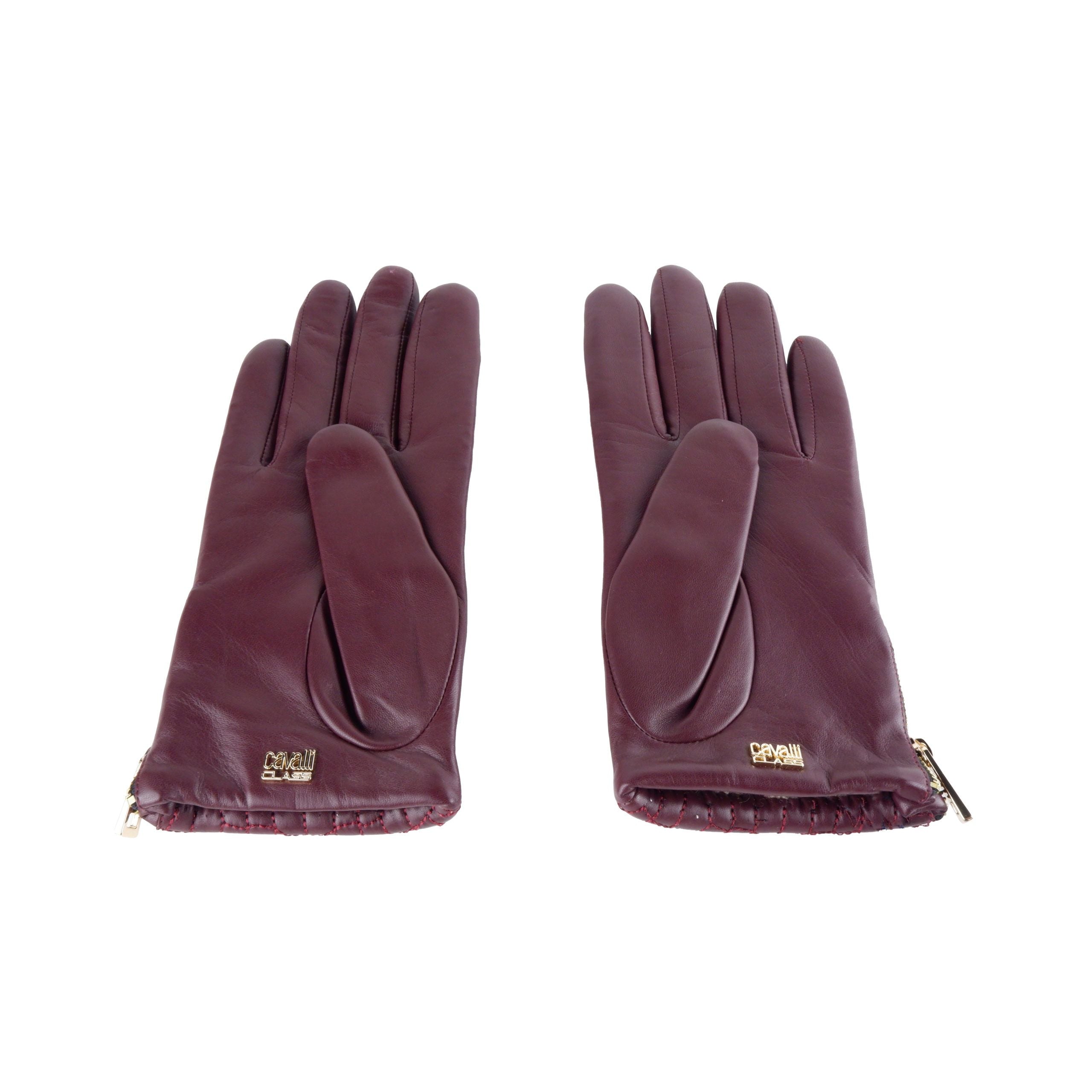 Cavalli Class Elegant Lambskin Leather Gloves in Pink