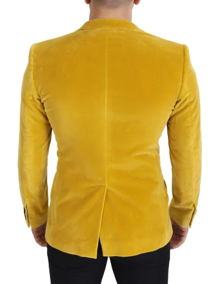 Dolce & Gabbana Yellow Velvet Single Breasted Blazer SICILIA