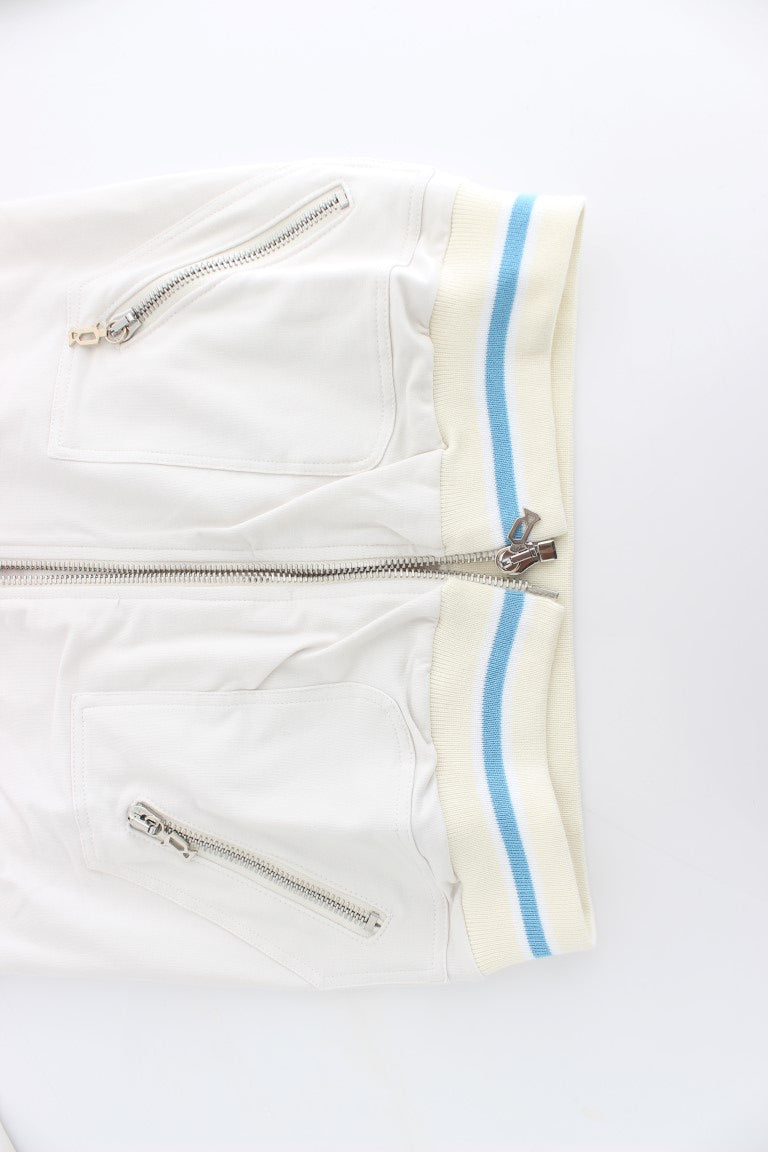 John Galliano Бяла жилетка с фалшив цип Пуловер