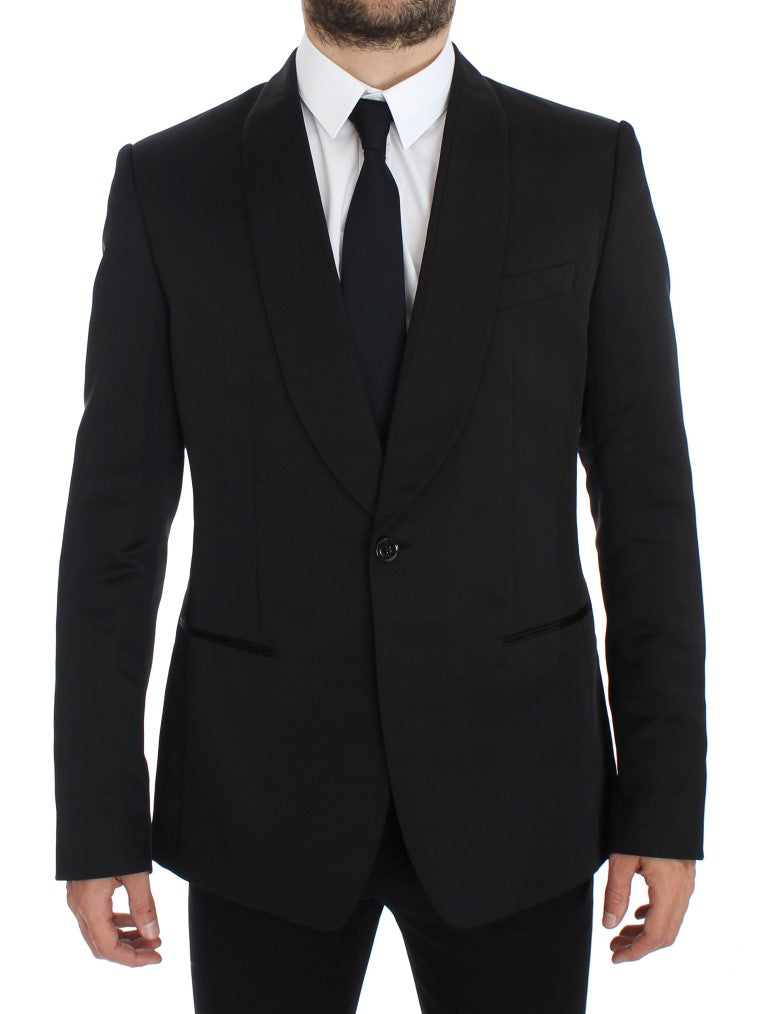Черен копринен тесен сако с едно копче Dolce &amp; Gabbana