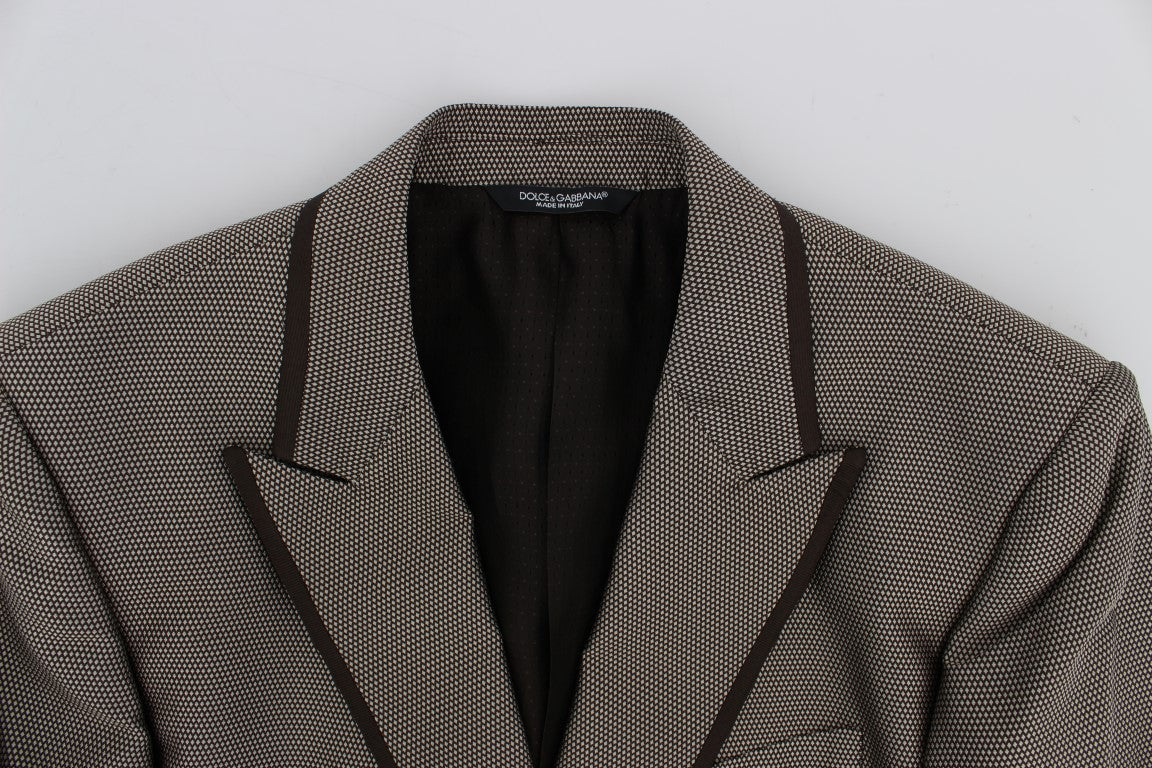 Dolce &amp; Gabbana Кафяв тесен копринен сако с две копчета