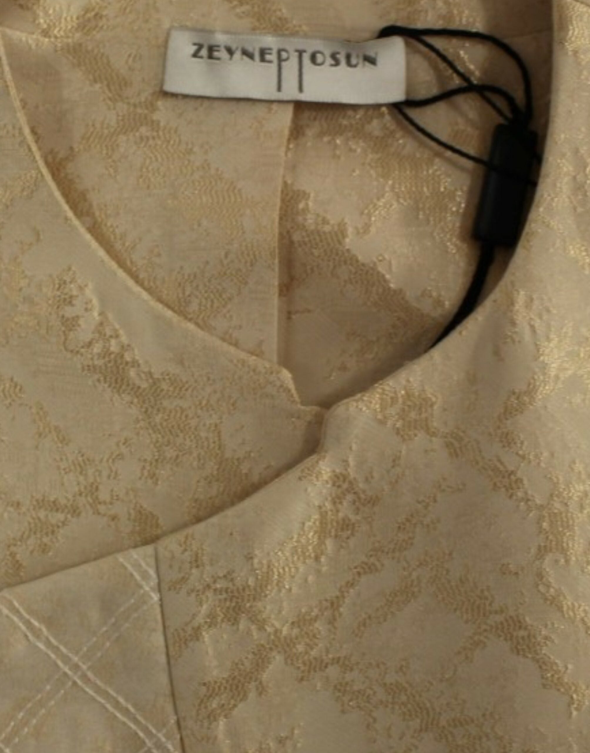 Бежово брокатено яке без ръкави Zeyneptosun