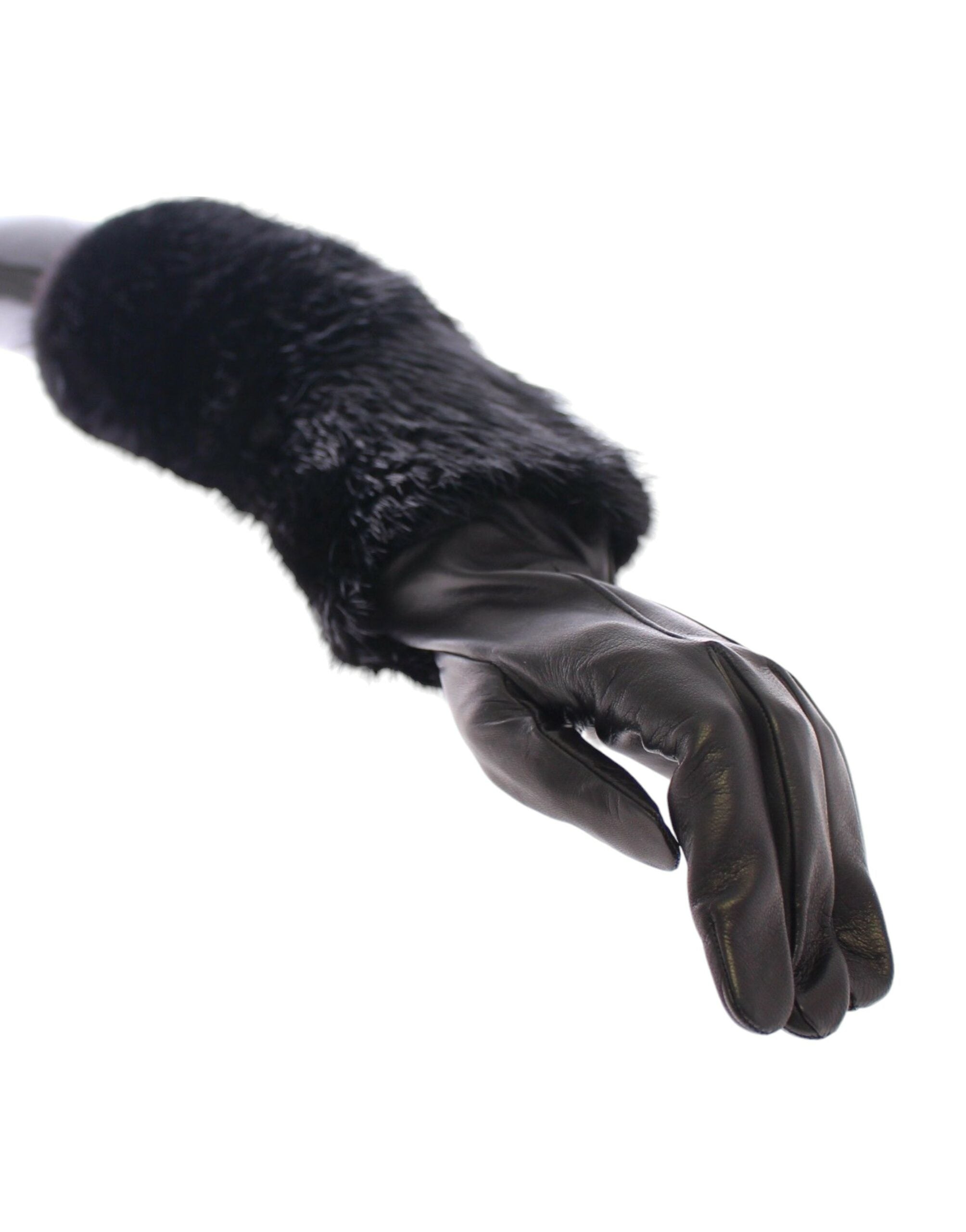 Кожени ръкавици Dolce &amp; Gabbana от черен бобър и агнешка кожа