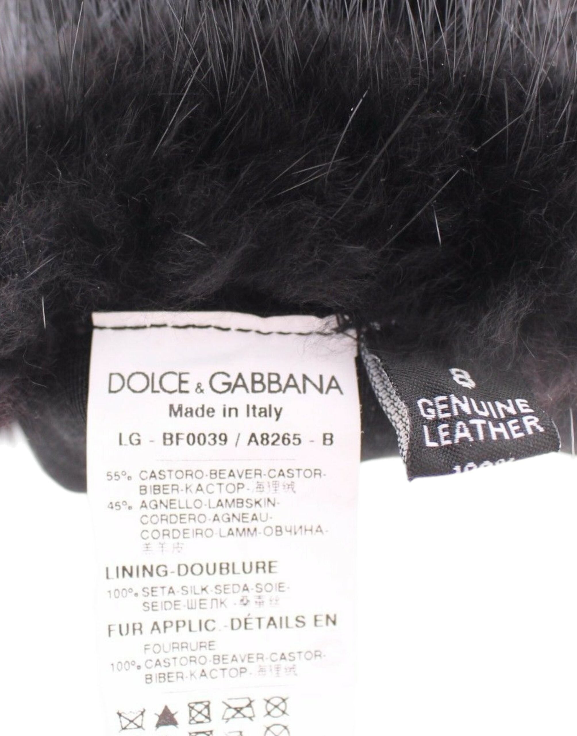 Кожени ръкавици Dolce &amp; Gabbana от черен бобър и агнешка кожа