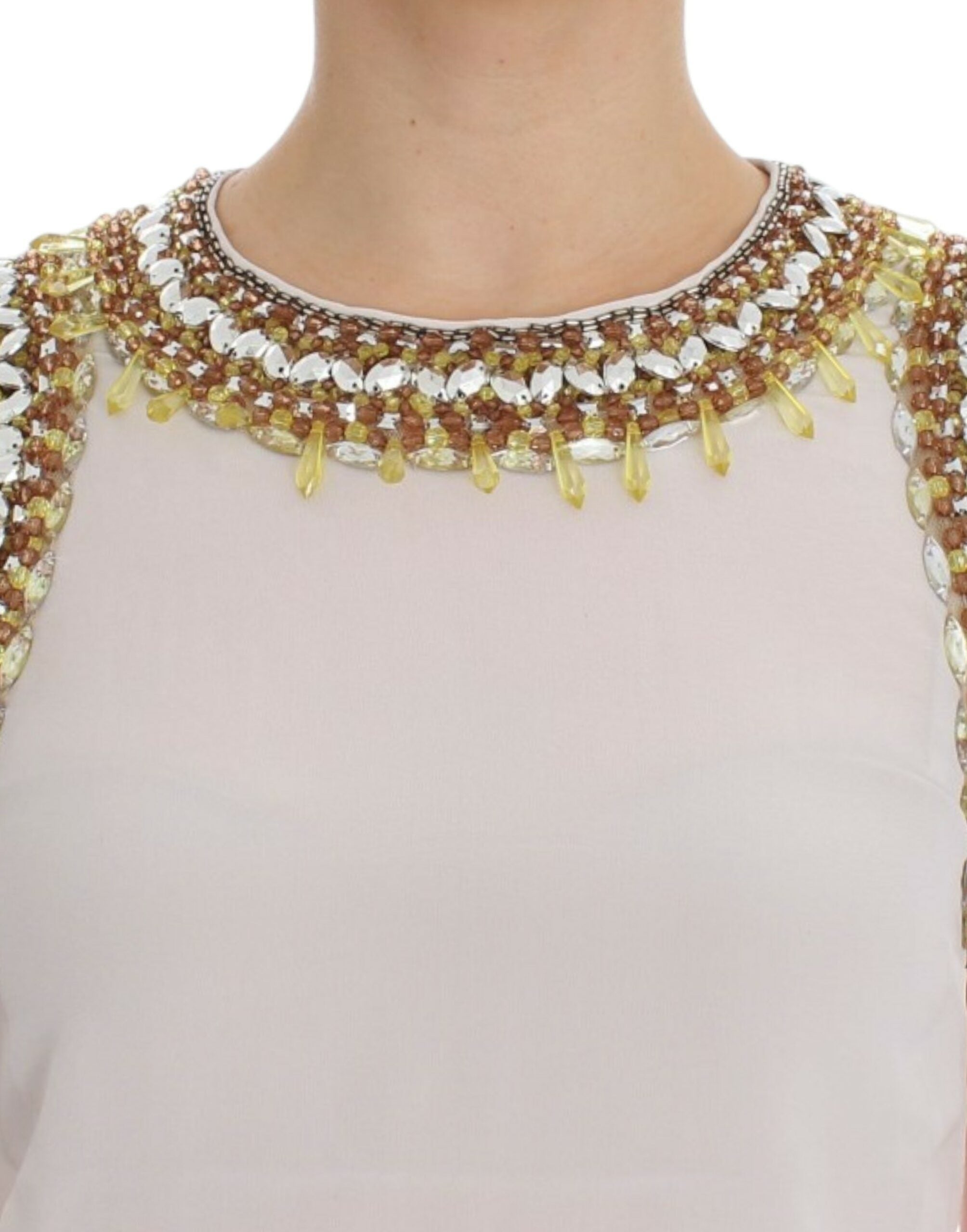 Dolce &amp; Gabbana Бял потник с украсени кристали