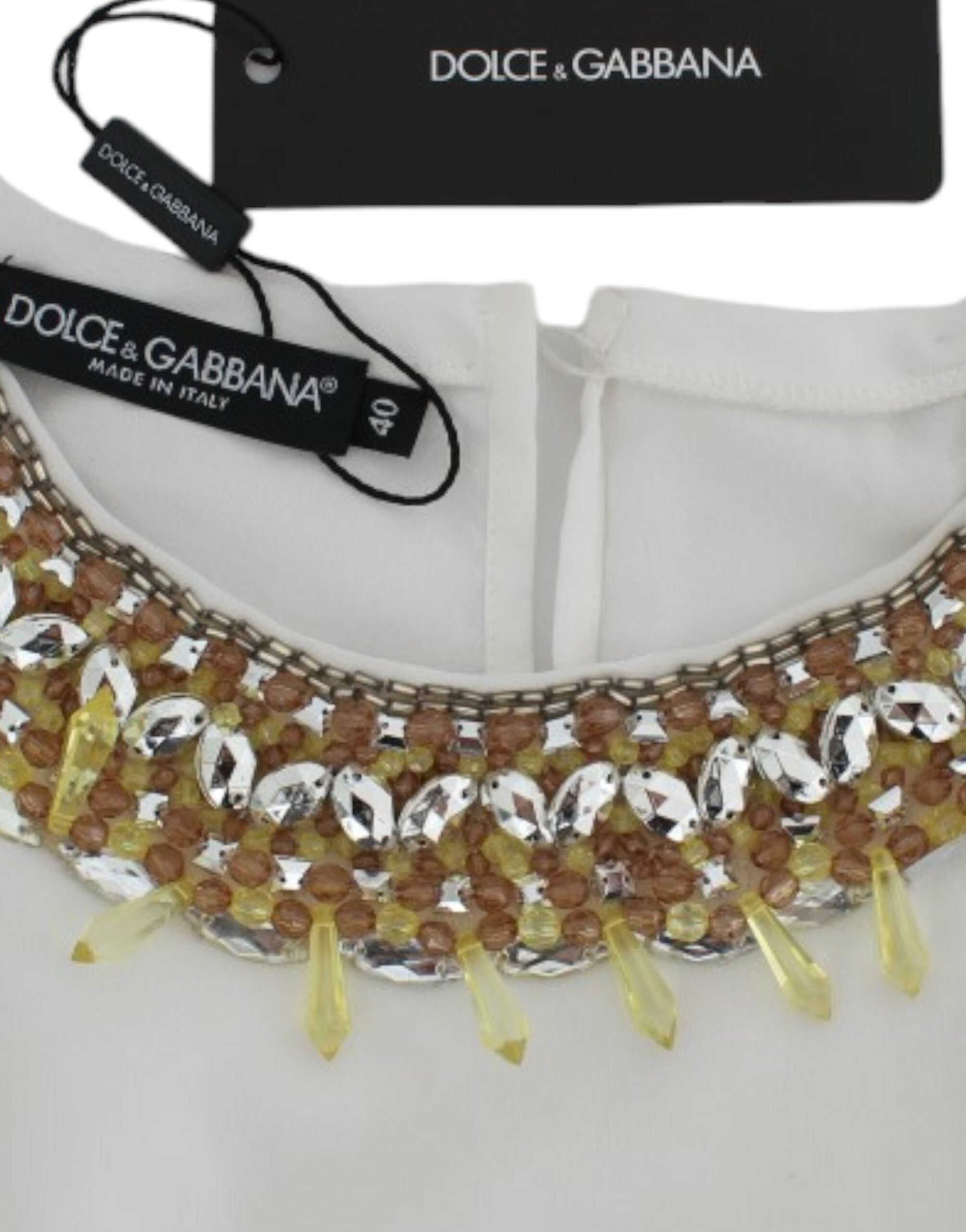 Dolce &amp; Gabbana Бял потник с украсени кристали