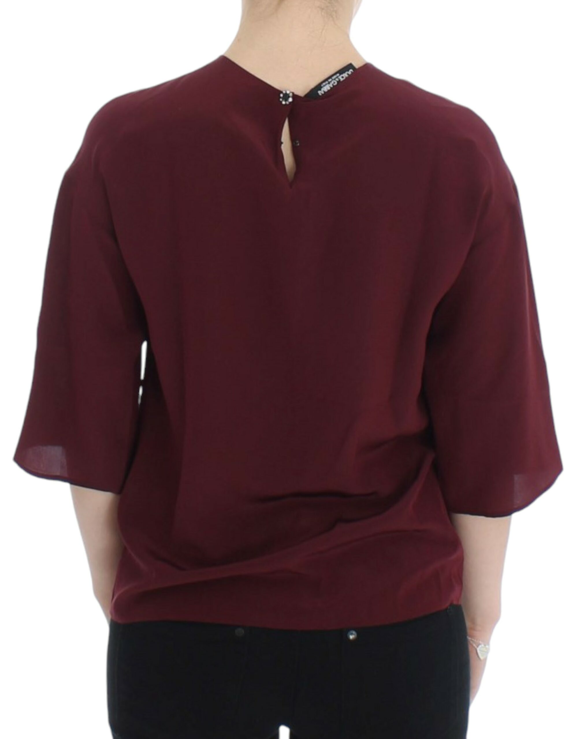 Червена копринена блуза Dolce &amp; Gabbana с 3/4 ръкав