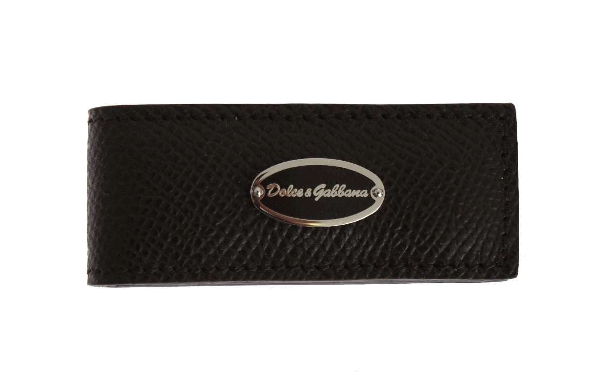 Dolce &amp; Gabbana кафява кожена щипка за пари с магнит