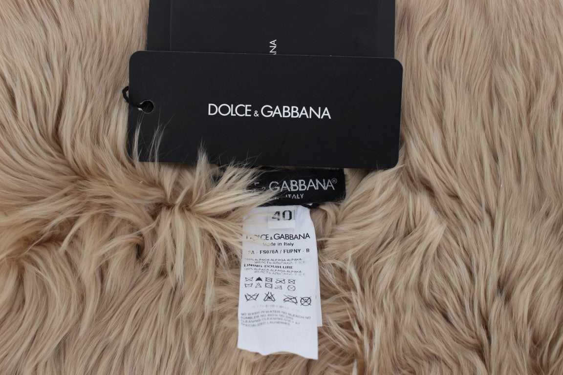 Dolce &amp; Gabbana бежов шал с яка от алпака