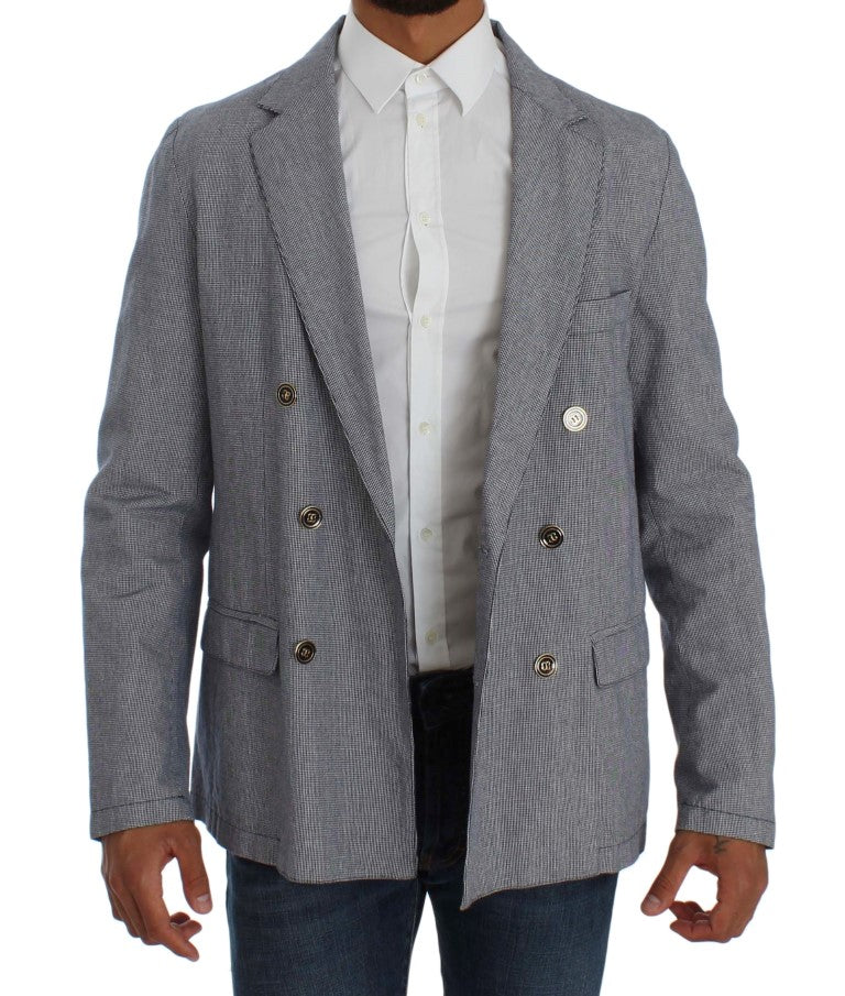 Обикновено сако със синьо двуредно палто Master Coat