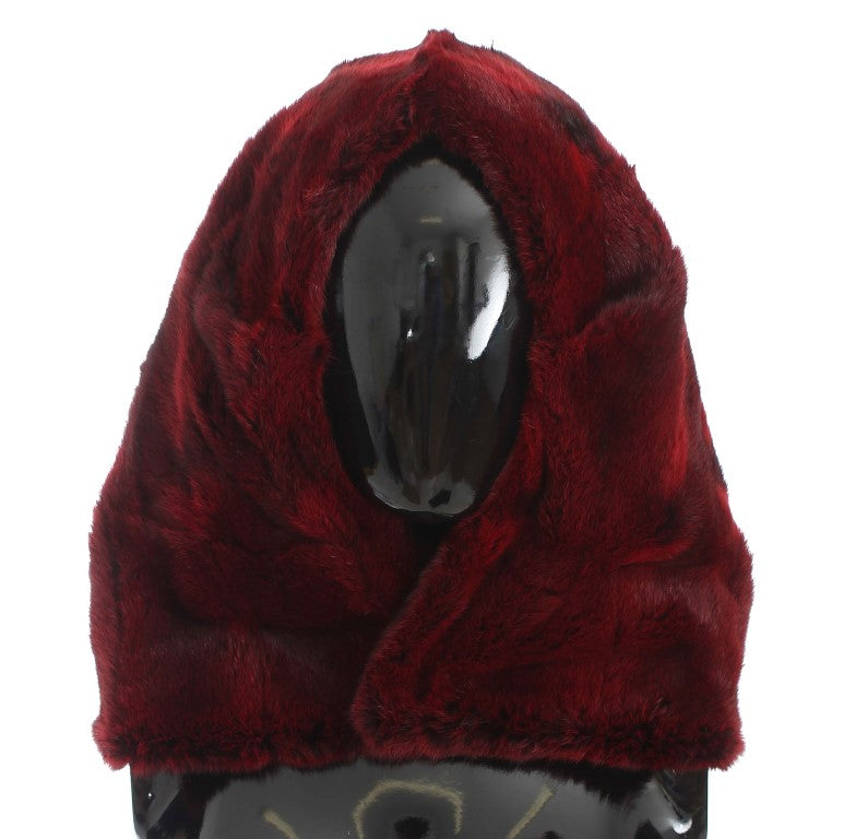 Dolce &amp; Gabbana Bordeaux Hamster Fur Crochet Hood Шапка