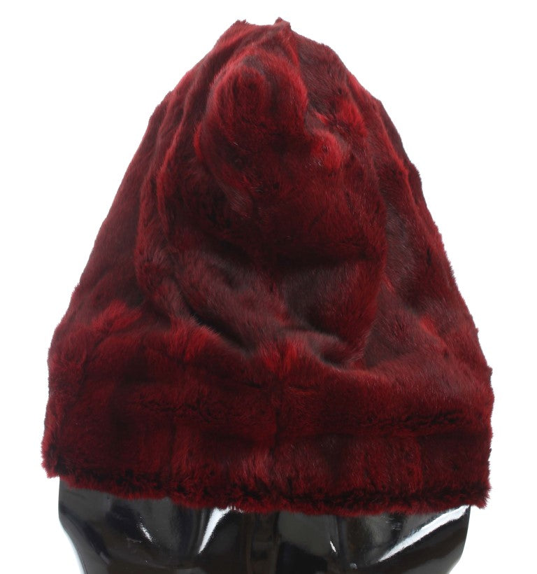 Dolce &amp; Gabbana Bordeaux Hamster Fur Crochet Hood Шапка