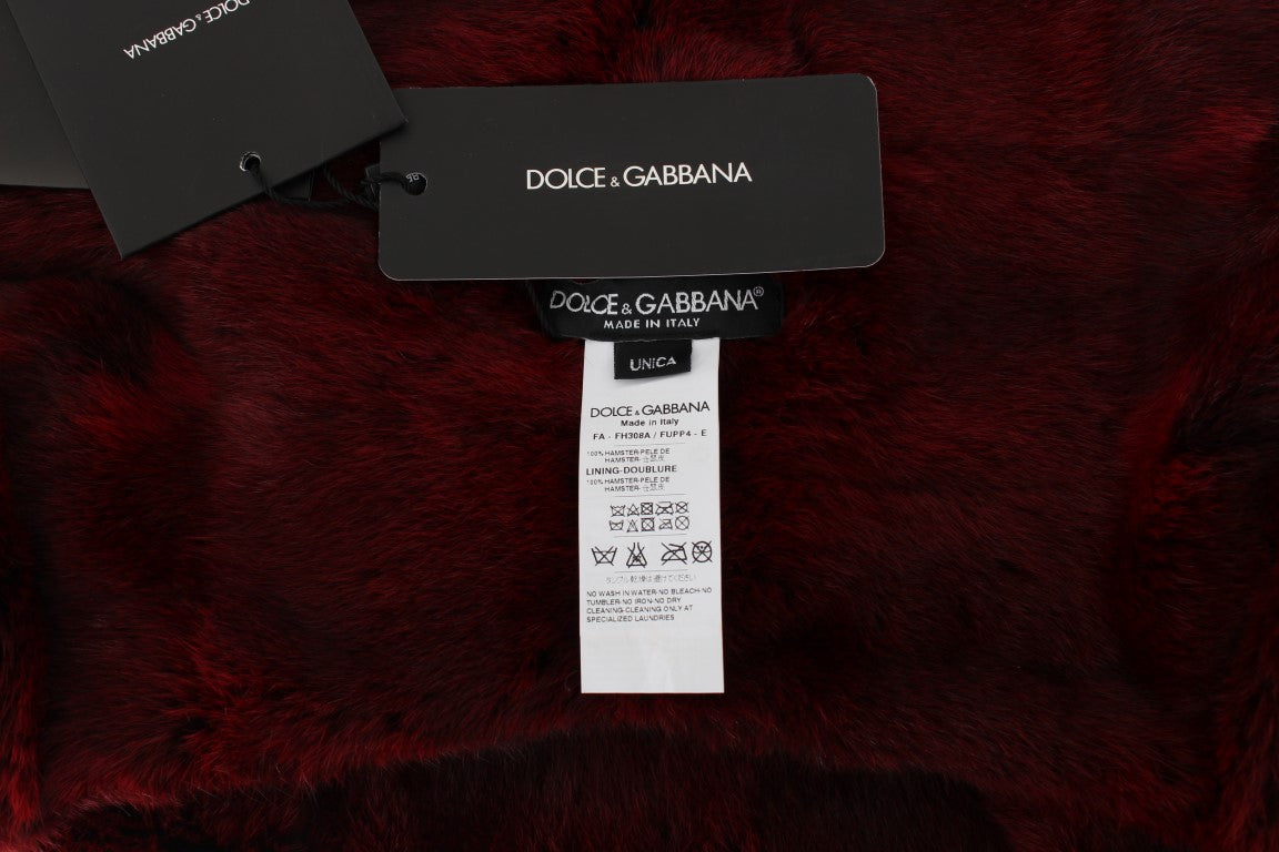 Dolce &amp; Gabbana Bordeaux Hamster Fur Crochet Hood Шапка