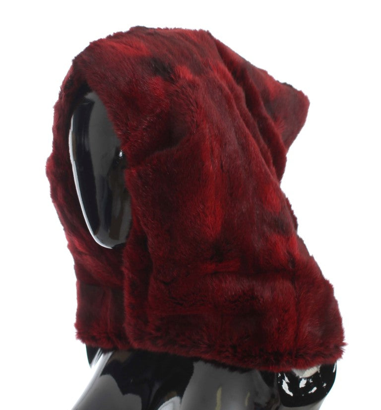 Dolce &amp; Gabbana Bordeaux Hamster Fur Crochet Hood Шапка