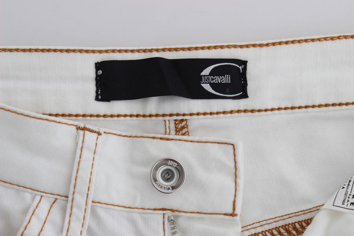 Дънки Cavalli White Cotton Blend Slim Fit