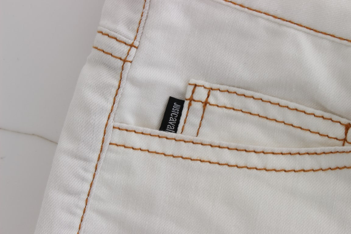 Дънки Cavalli White Cotton Blend Slim Fit