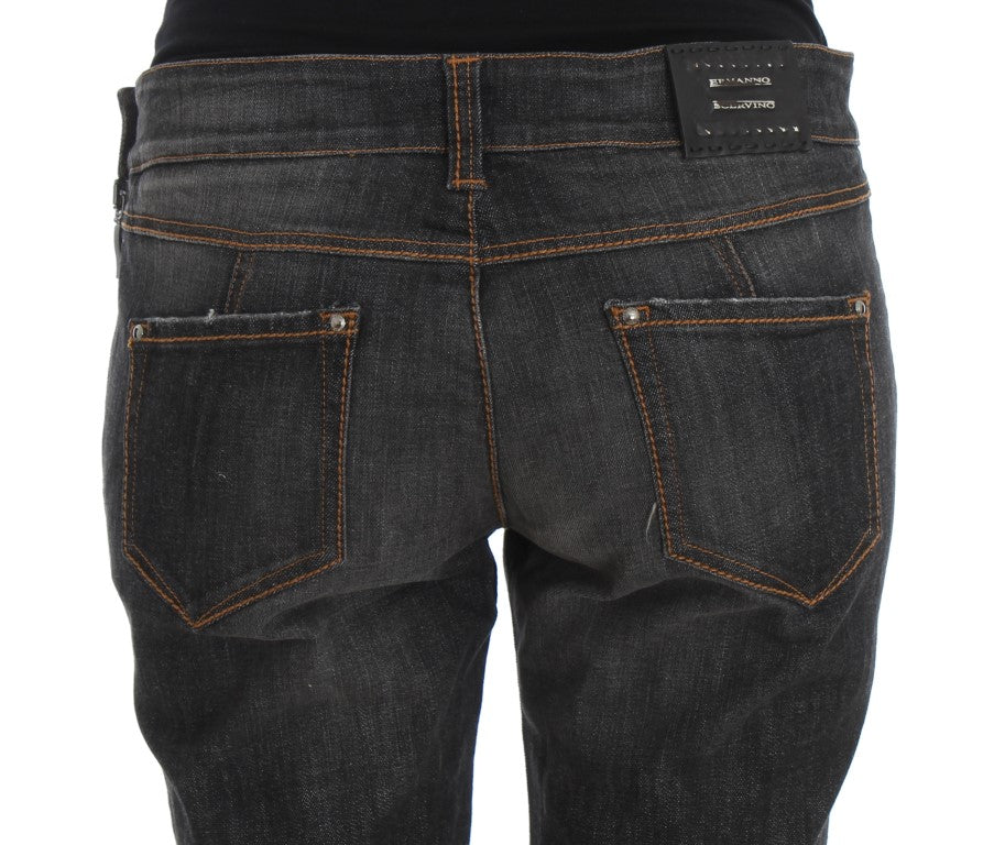 Ermanno Scervino Grey Cotton Slim Fit Denim Jeans