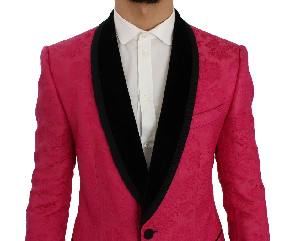 Тънко сако Dolce &amp; Gabbana с розов флорален брокат