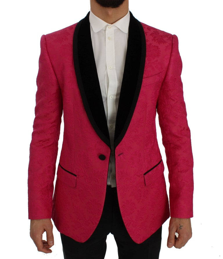 Тънко сако Dolce &amp; Gabbana с розов флорален брокат