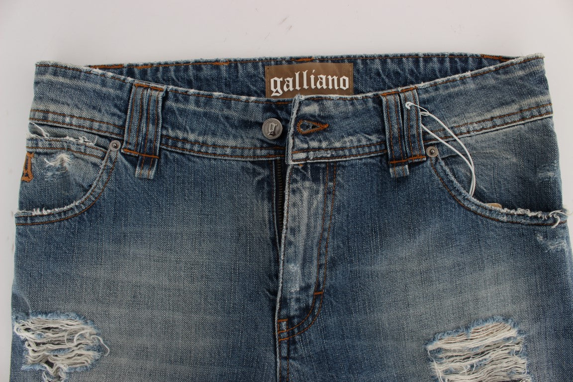John Galliano Сини прани памучни дънки Boyfriend Fit