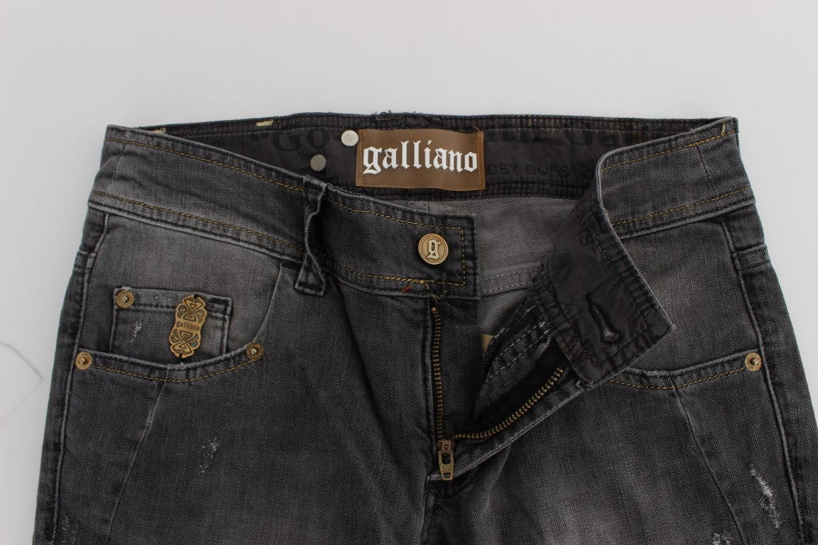 John Galliano Grey Wash Cotton Blend Slim Fit Stretch Jeans