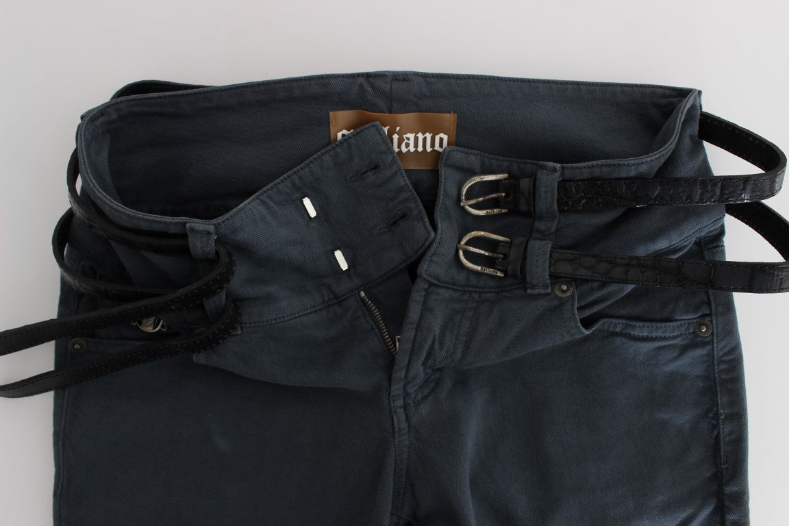 John Galliano Sleek Slim Fit Italian Jeans in Chic Blue