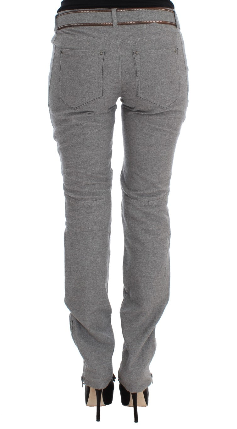 Ermanno Scervino Grey Cotton Slim Fit Ежедневни панталони Bootcut