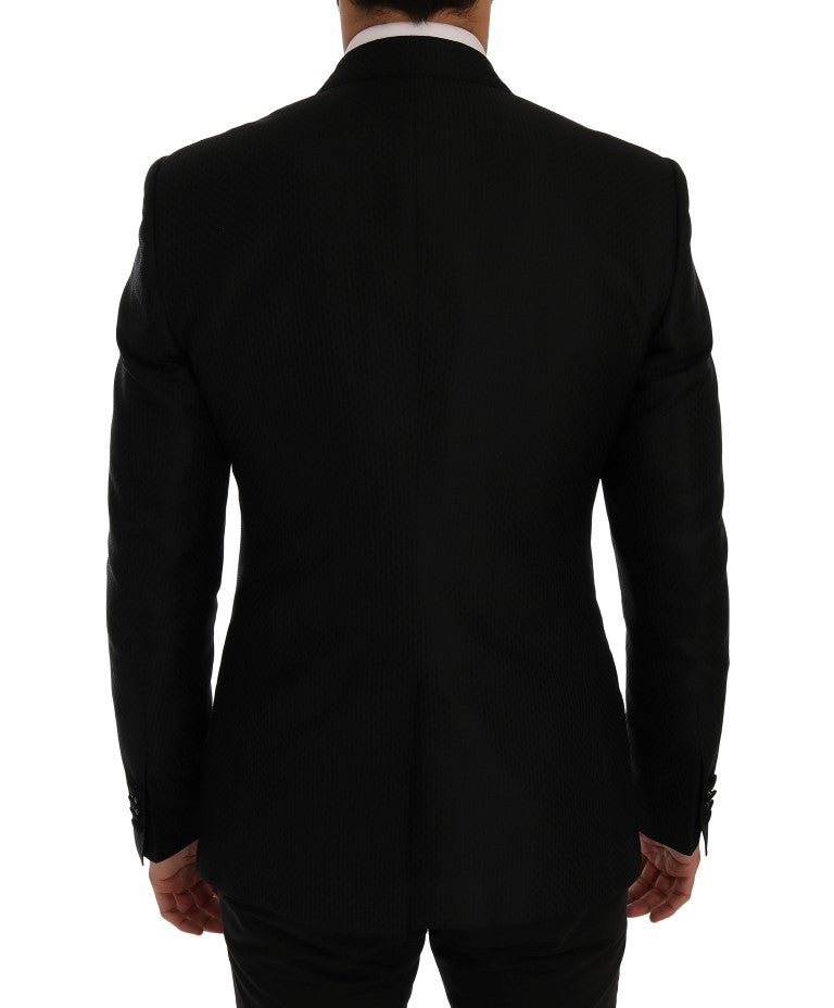 Dolce &amp; Gabbana Black Blue MARTINI Silk Blazer Jacket