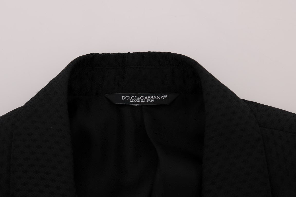 Dolce &amp; Gabbana Black Blue MARTINI Silk Blazer Jacket