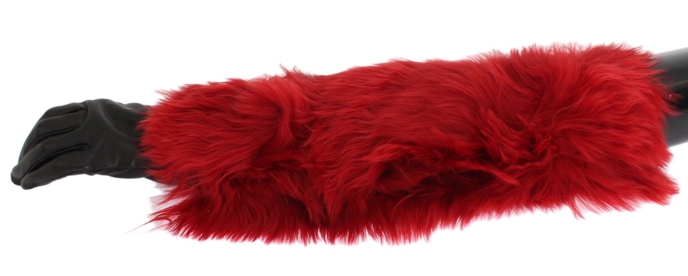 Dolce & Gabbana Elegant Red Leather Elbow Long Gloves