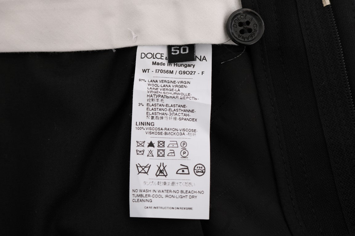 Dolce &amp; Gabbana черни вълнени раирани еластични панталони