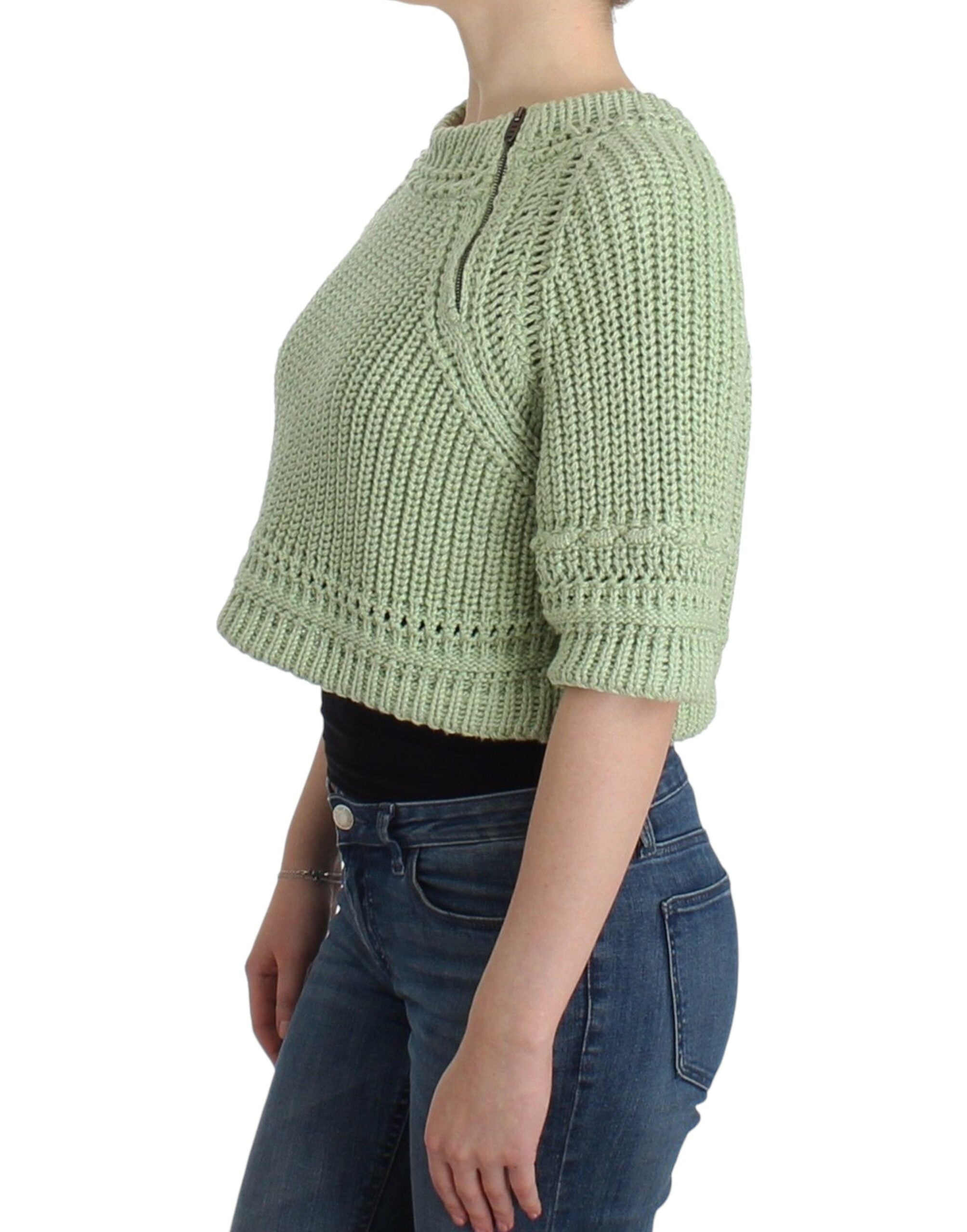 Зелен изрязан плетен пуловер Трикотажен пуловер Ermanno Scervino