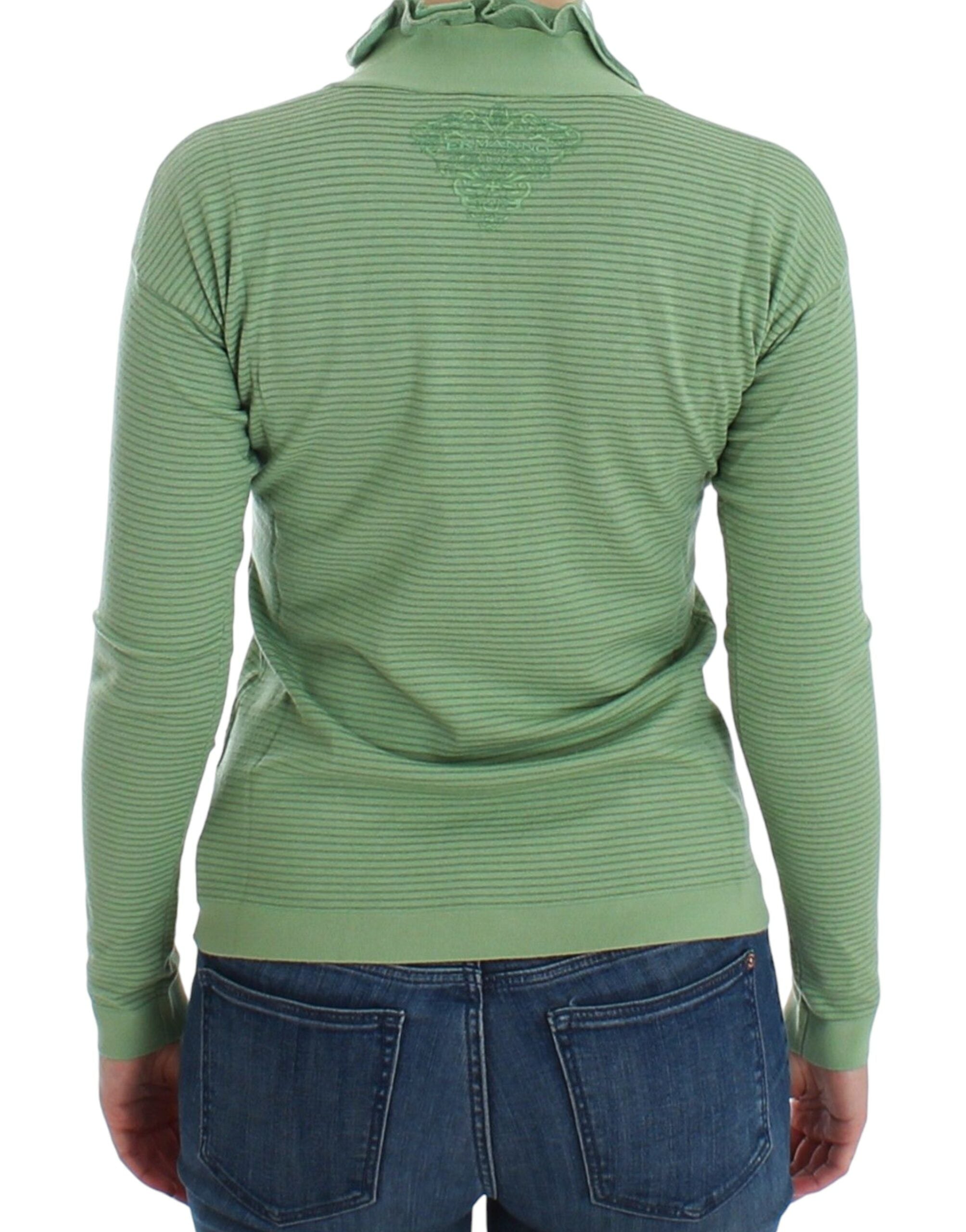 Пуловер с дълъг ръкав на райета от зелена вълнена смес Ermanno Scervino