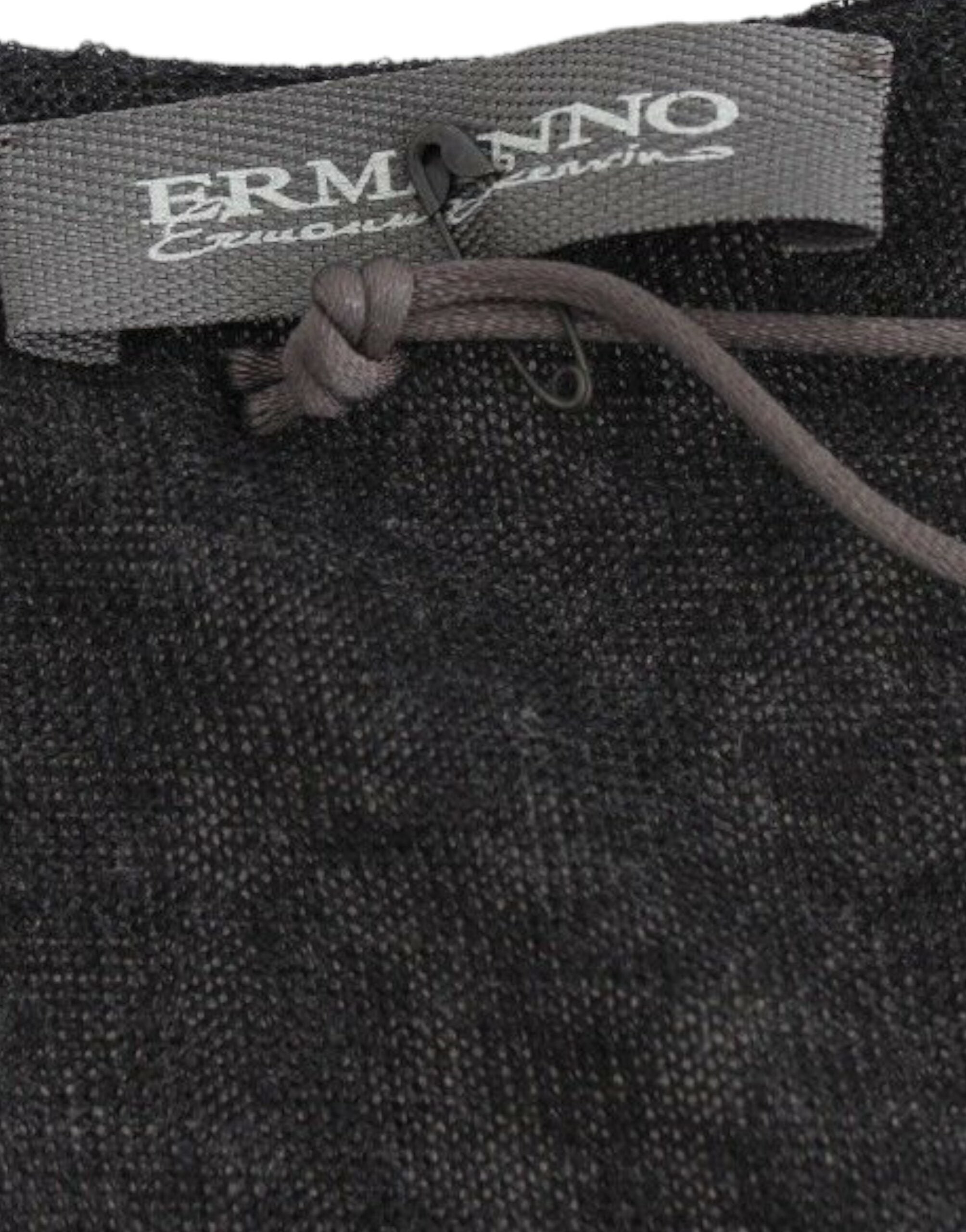 Еластичен пуловер с дълъг ръкав от черна вълнена смес Ermanno Scervino